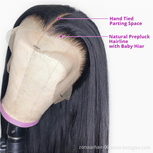 Wholesale 10A grade women glueless lace front wig 13x6 deep wave wig front lace 50 inch human hair wigs extension